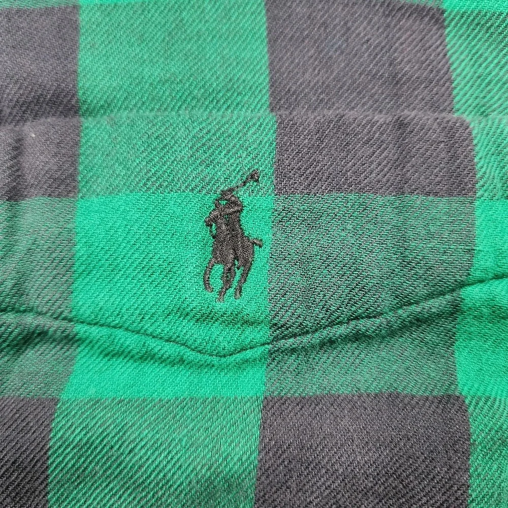 Polo Ralph Lauren Shirt Mens XL Green Black Buffalo Plaid Flannel Long Sleeve - Picture 5 of 11